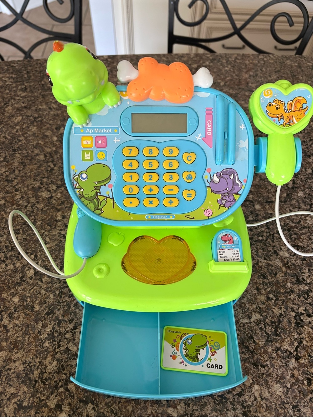Kids Interactive Toy Cash Register - Green and Blue